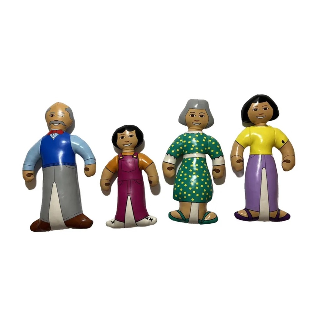 Lakeshore Learning Vtg Vinyl Puffy Stuffed Dolls Grandpa, Grandma, Mom & Child